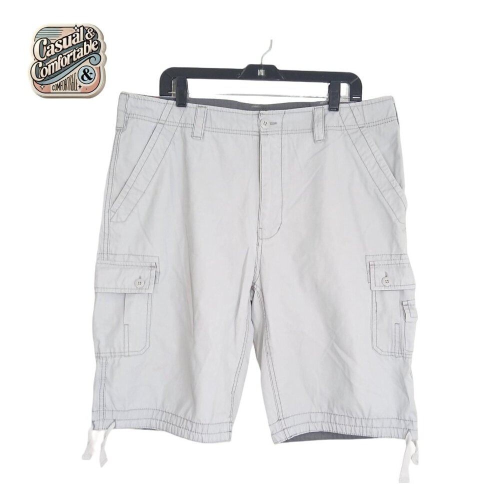 WearFirst Men's Cargo Shorts 38 Gray Cotton Utility Outdoor Adventure Hiking 🏕️